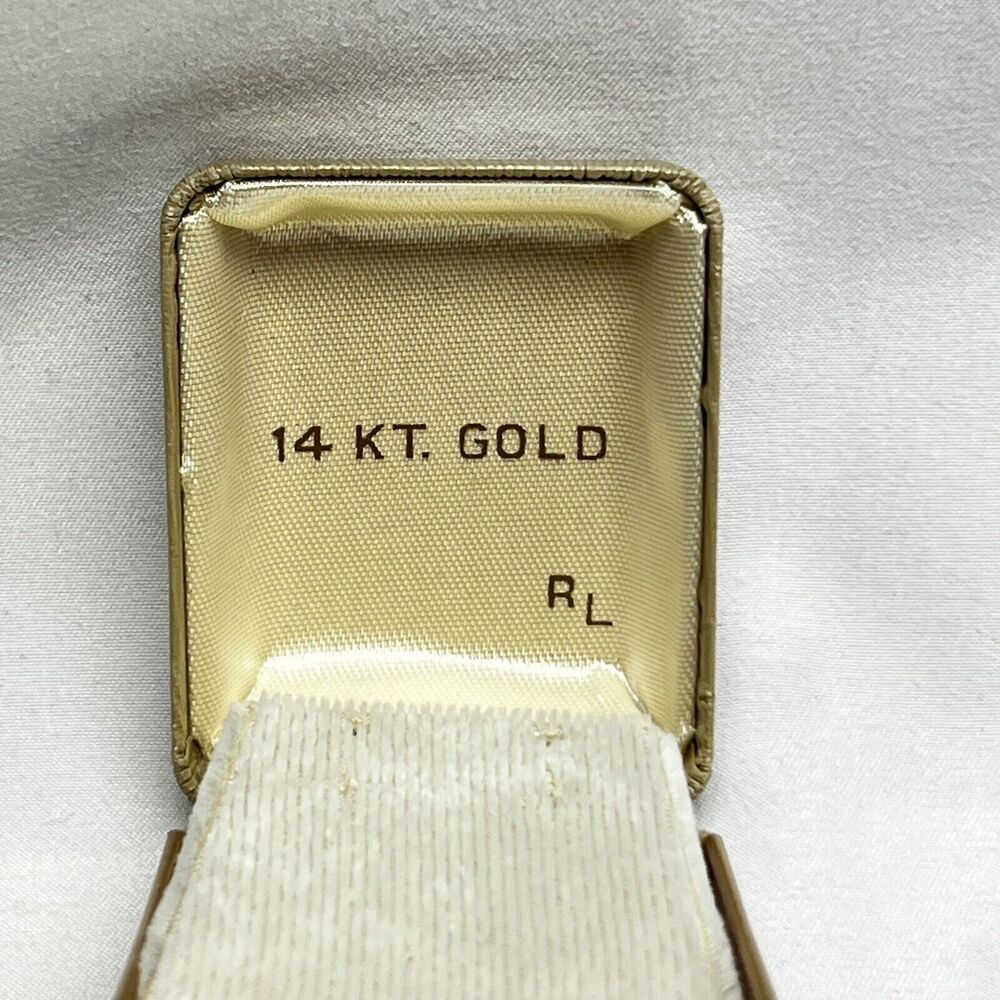Vintage Jewelry Box For Earrings Branded 14KT. Gold RL Nostalgic Unique Gift Box - Picture 5 of 9